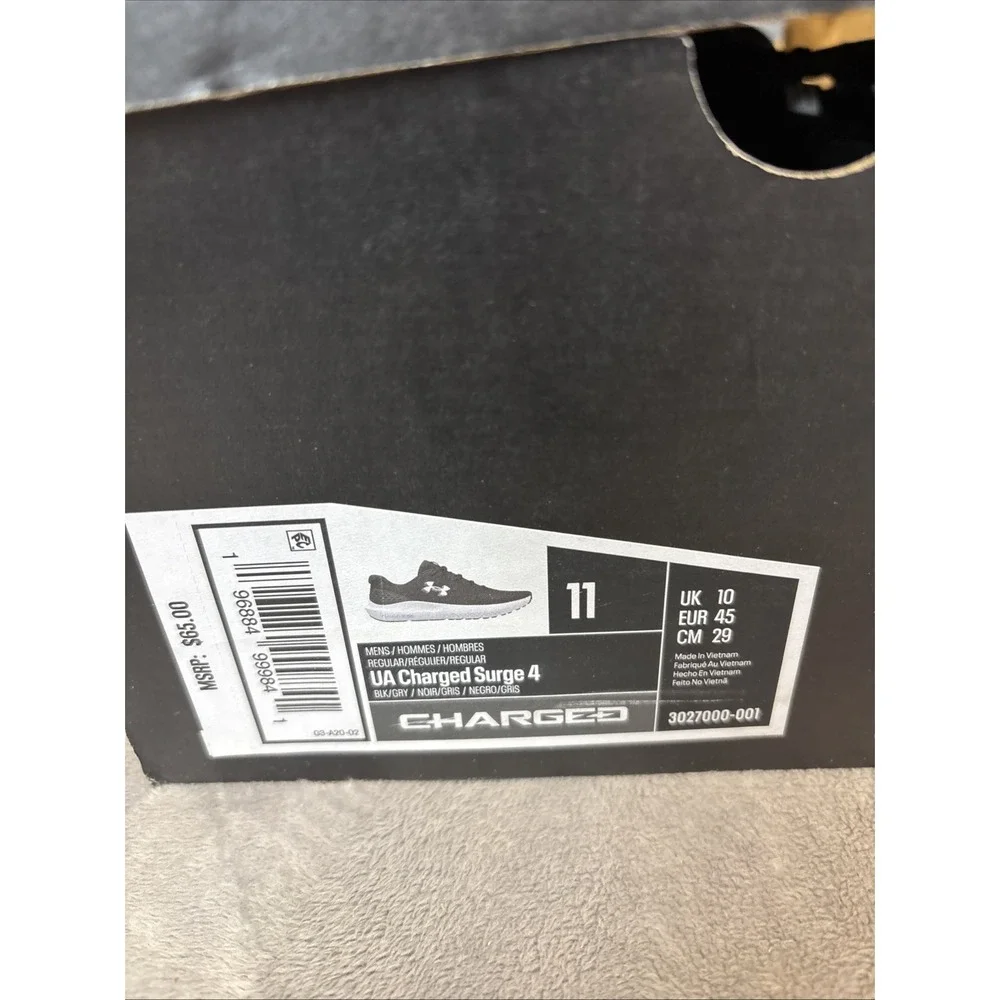 Under Armour men's UA Charged Surge 4 Sneaker 3027000 001 Black